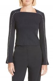 3 1 Phillip Lim Faux Pearl Trim Rib Knit Top at Nordstrom